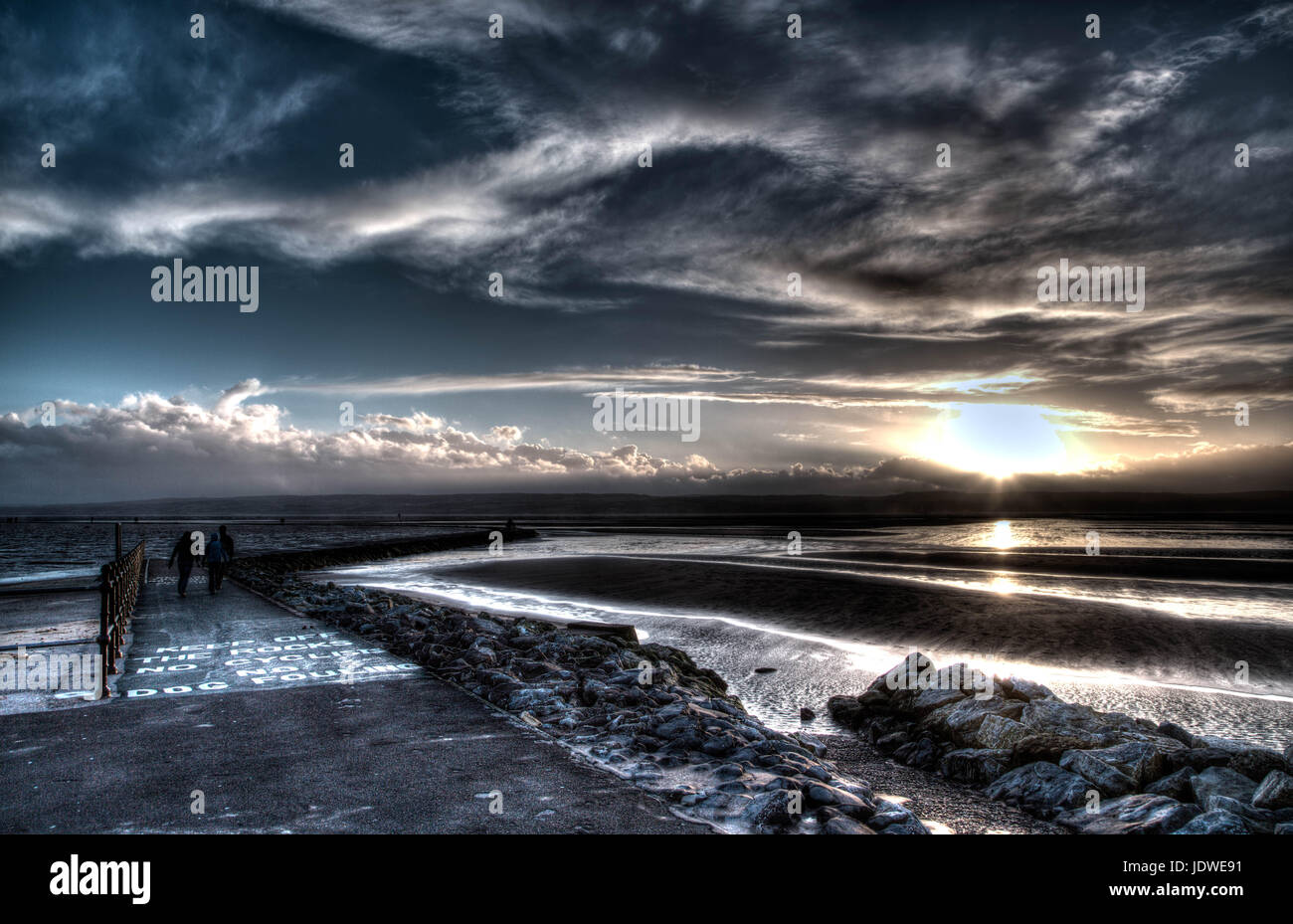 West Kirby Beach Wirral HDR Sunset Banque D'Images