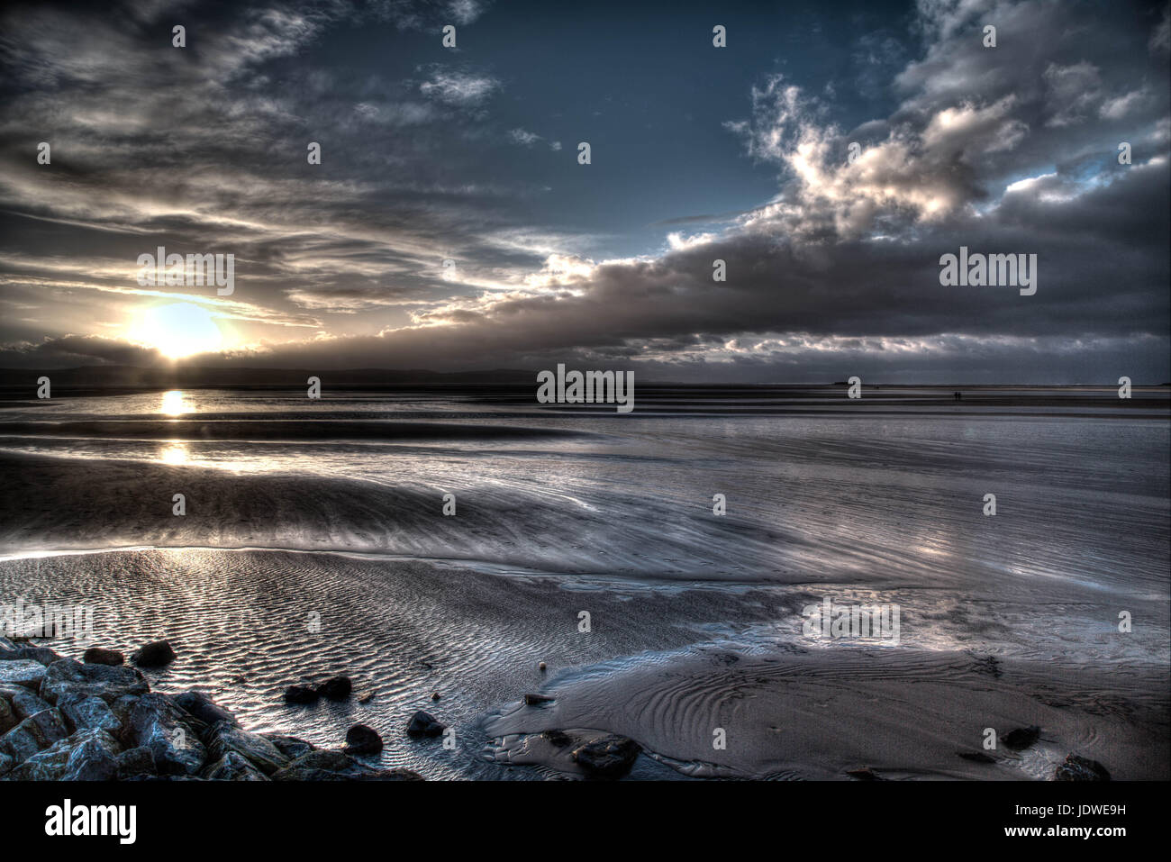 West Kirby Beach Wirral HDR Sunset Banque D'Images