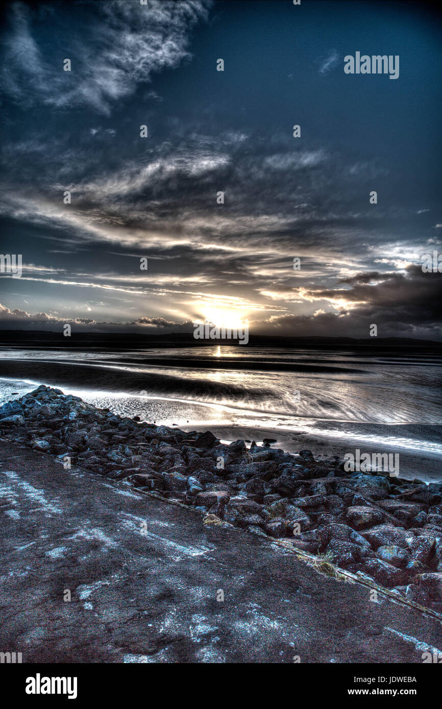 West Kirby Beach Wirral HDR Sunset Banque D'Images