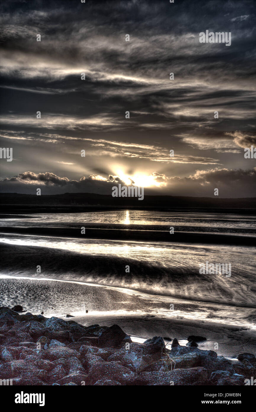 West Kirby Beach Wirral HDR Sunset Banque D'Images