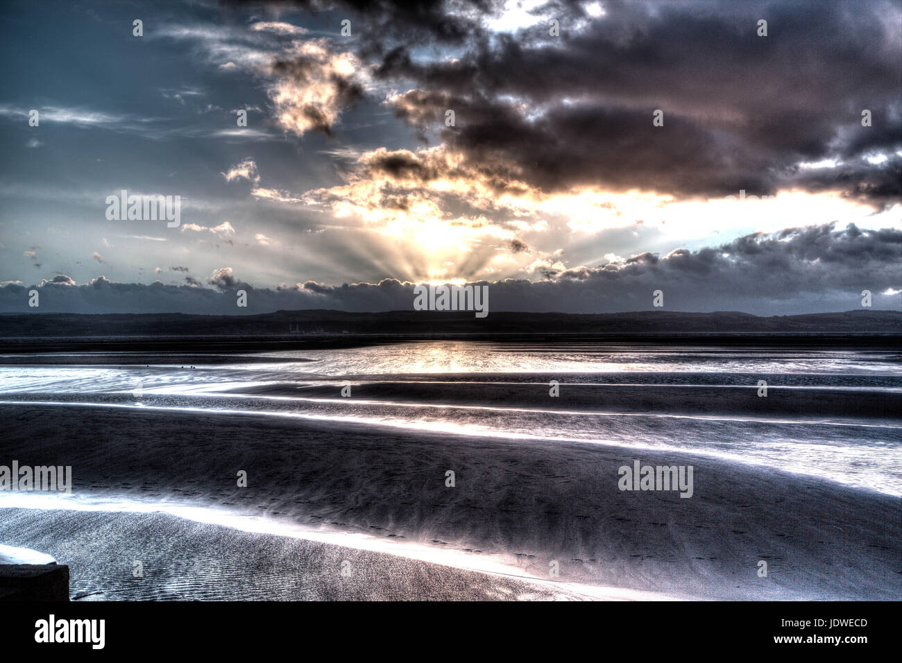 West Kirby Beach Wirral HDR Sunset Banque D'Images