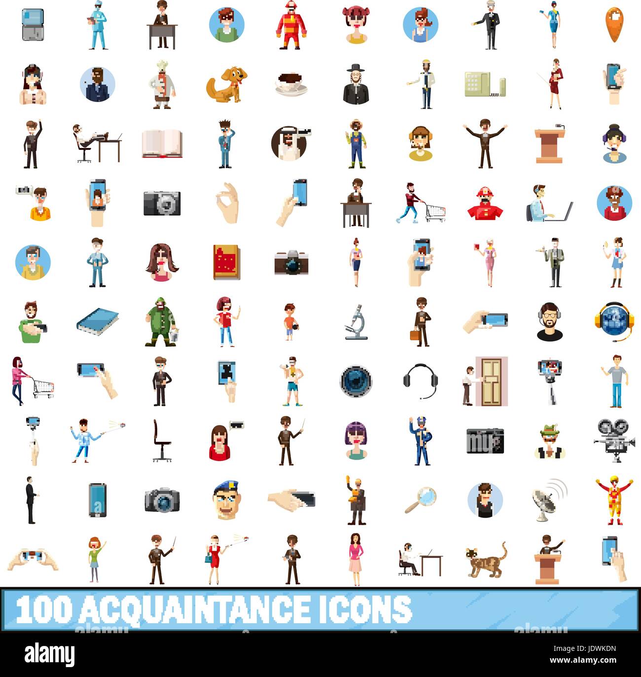 Connaissance 100 icons set, cartoon style Illustration de Vecteur