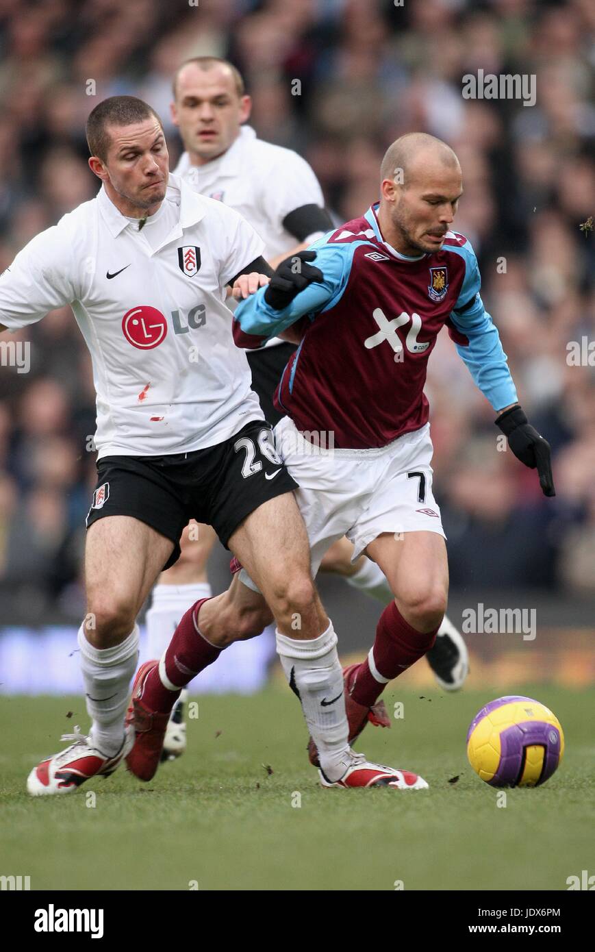 LEON ANDEREASEN & FREDRIK LJUN FULHAM V WEST HAM CRAVEN COTTAGE Londres Angleterre 23 Février 2008 Banque D'Images