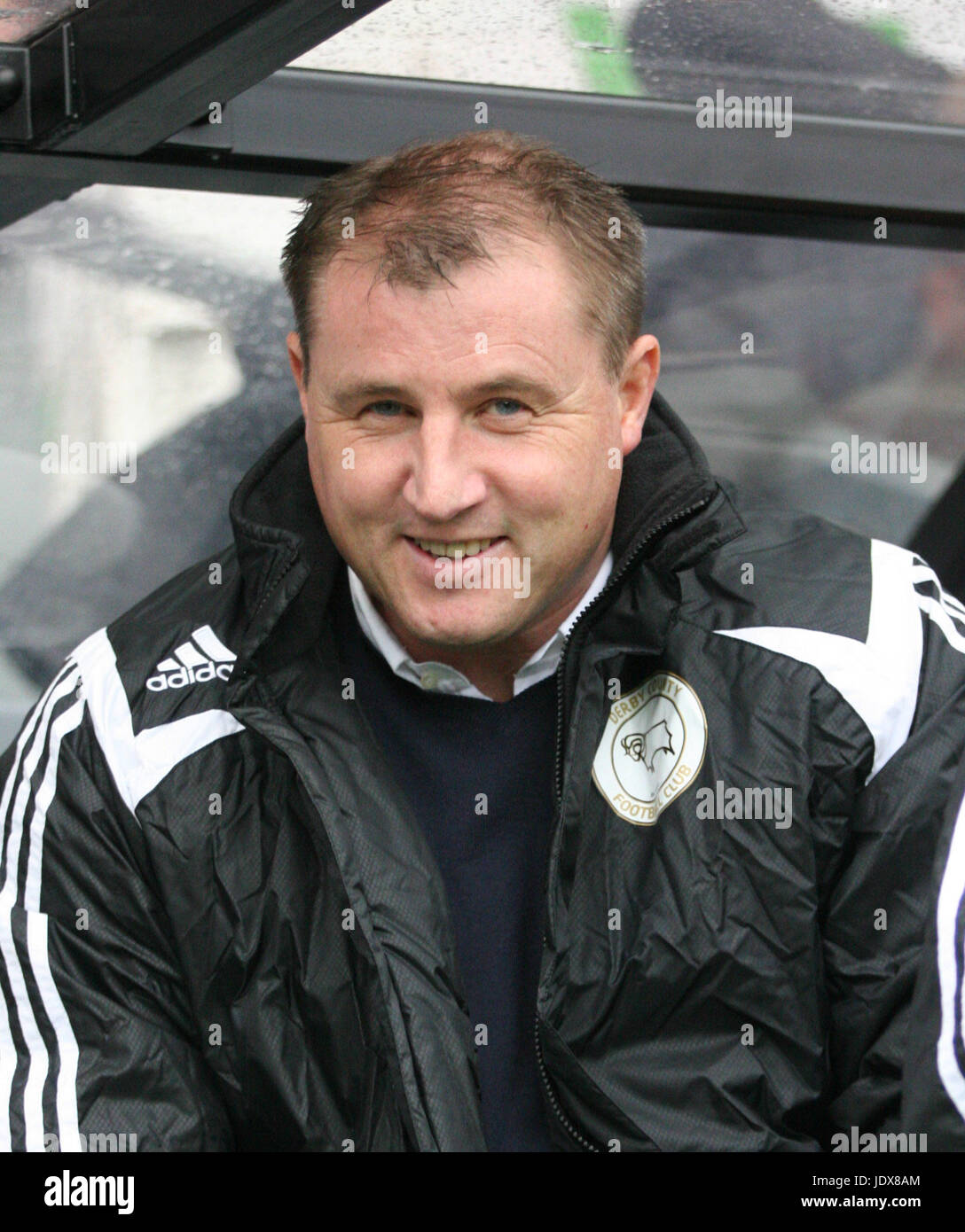 PAUL JEWELL A UN SOURIRE DERBY COUNTY V FULHAM Derby Pride Park Grande-bretagne 29 Mars 2008 Banque D'Images