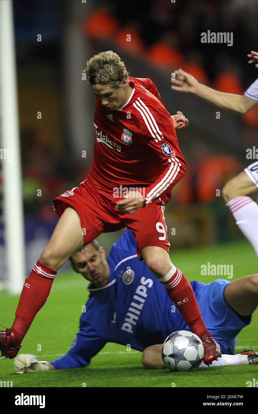 TORRES & ANDREAS ISAKSSON LIVERPOOL ANFIELD LIVERPOOL PSV V ANGLETERRE 01 Octobre 2008 Banque D'Images