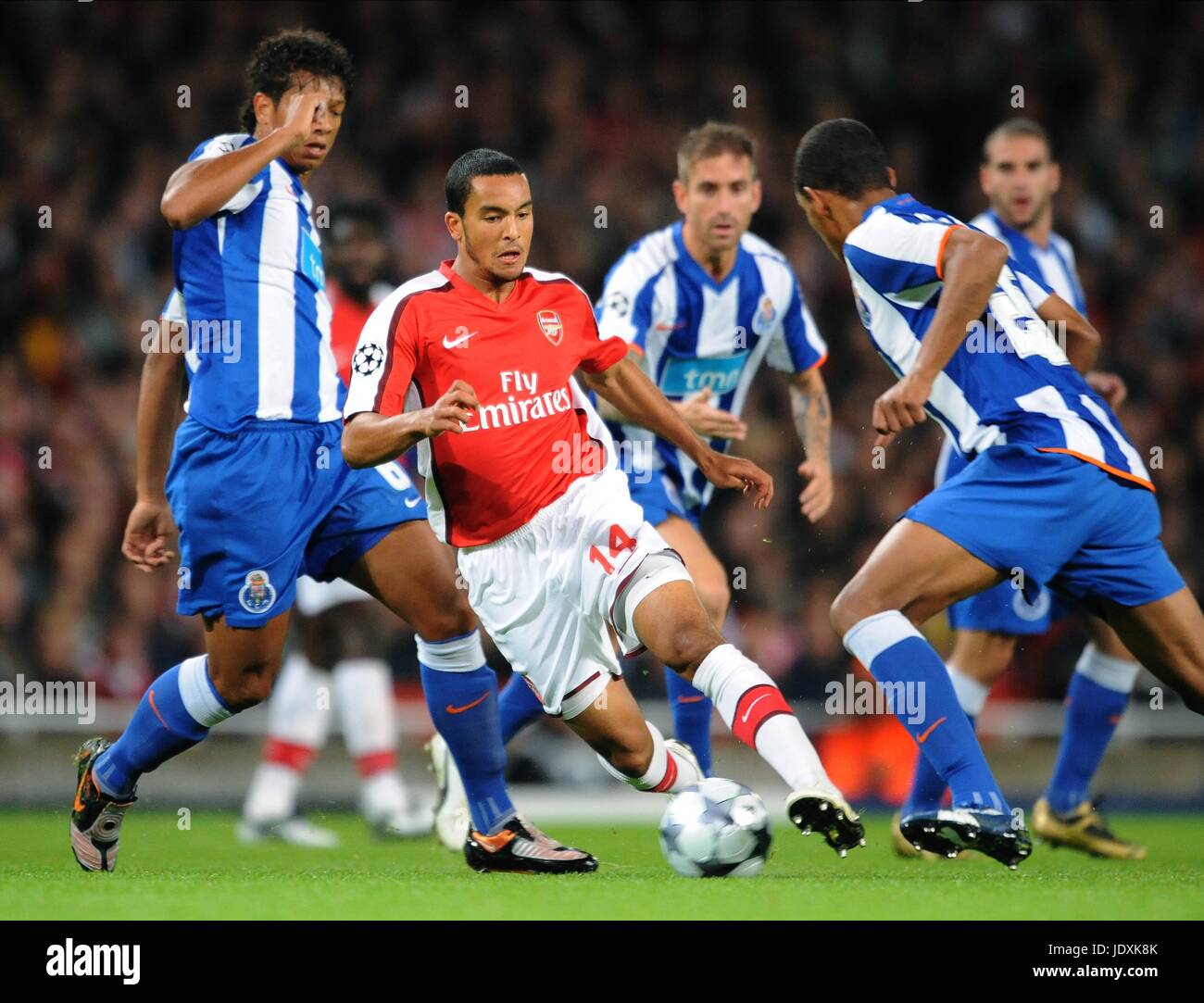 F GUARIN T WALCOTT & FERNANDO V ARSENAL FC Porto Emirates Stadium, LONDON ANGLETERRE 30 Septembre 2008 Banque D'Images