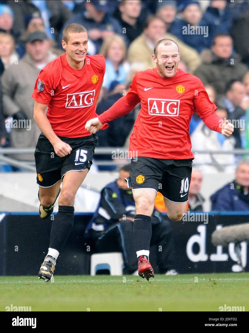 NEMANJA VIDIC , WAYNE ROONEY, MANCHESTER CITY V MANCHESTER UNITED, MANCHESTER CITY V MANCHESTER UNITED, 2008 Banque D'Images