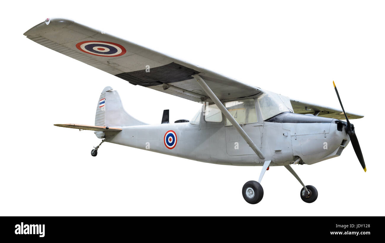 Ancien avion isolé sur fond blanc avec des chemins de détourage Banque D'Images