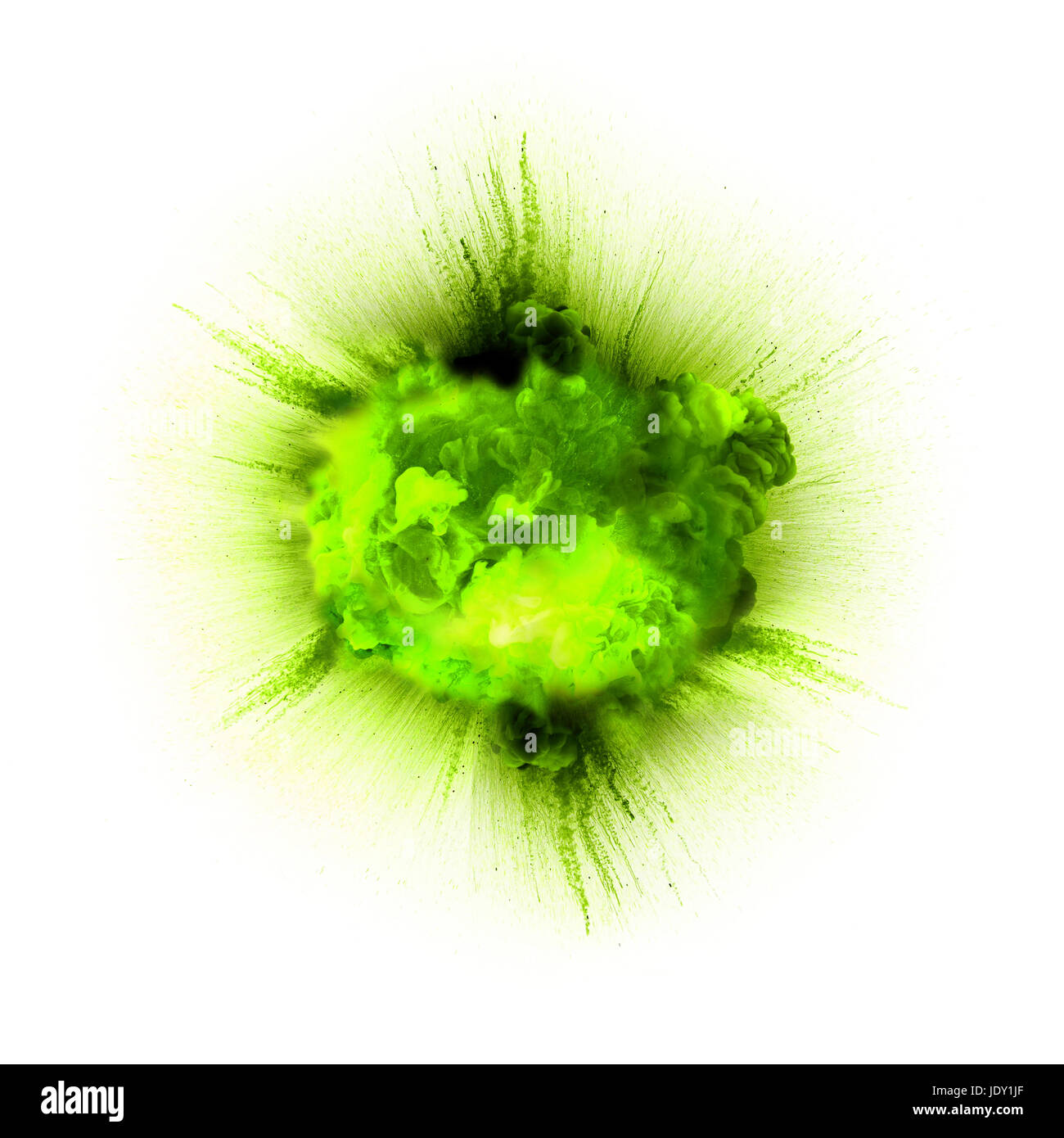 Explosion toxique vert isolé sur fond blanc Banque D'Images