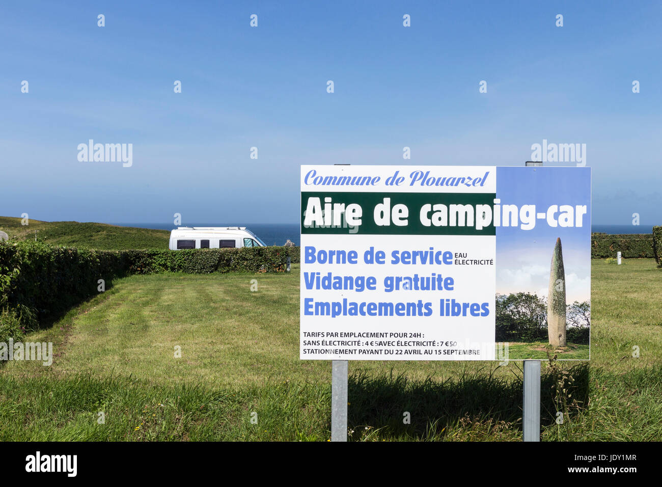 Aire de Camping Car Signe, près de Plouarzel Trezien, Bittany, France Banque D'Images