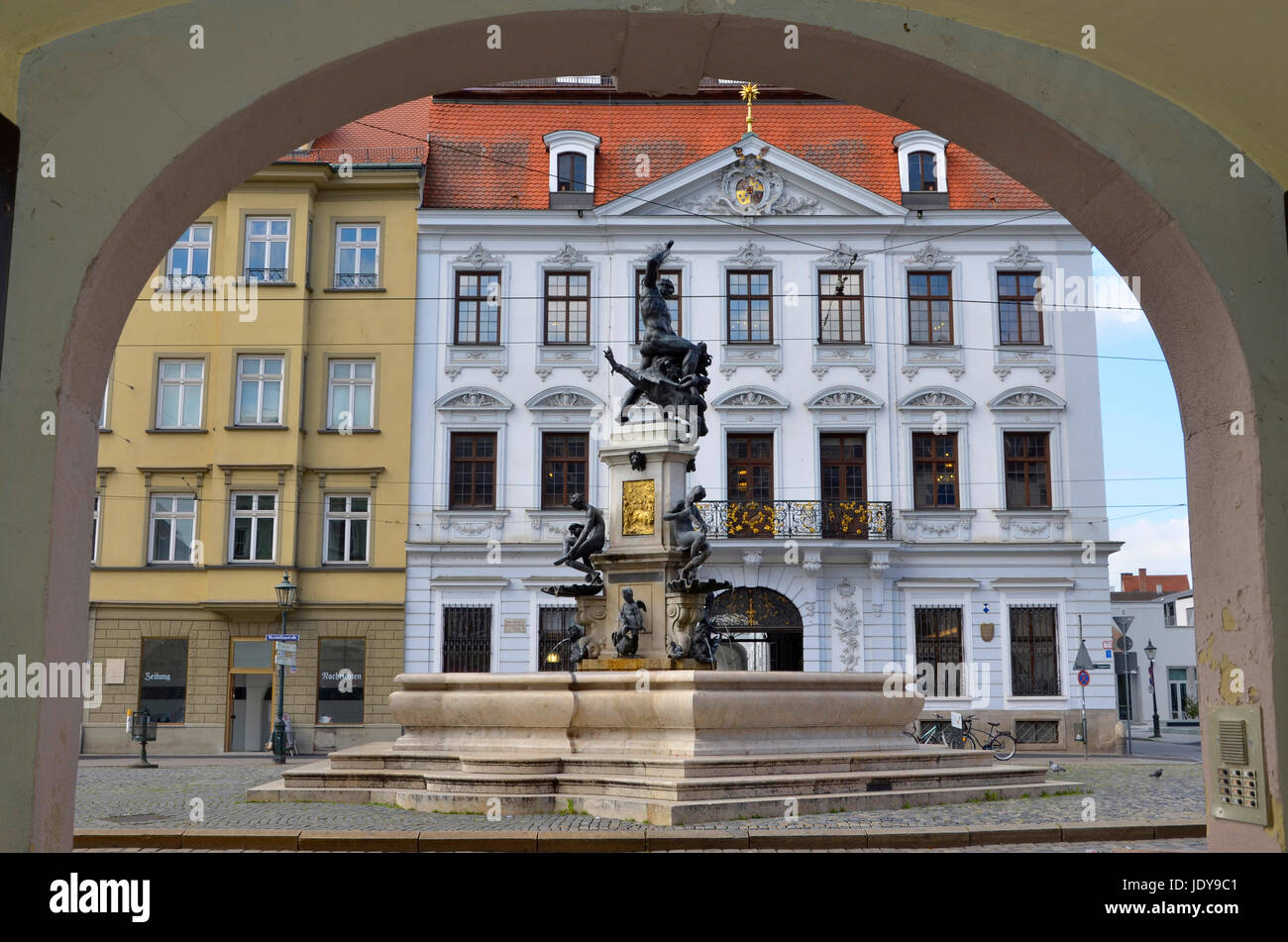 Schätzlerpalais Herkulesbrunnen vor, Augsbourg Banque D'Images