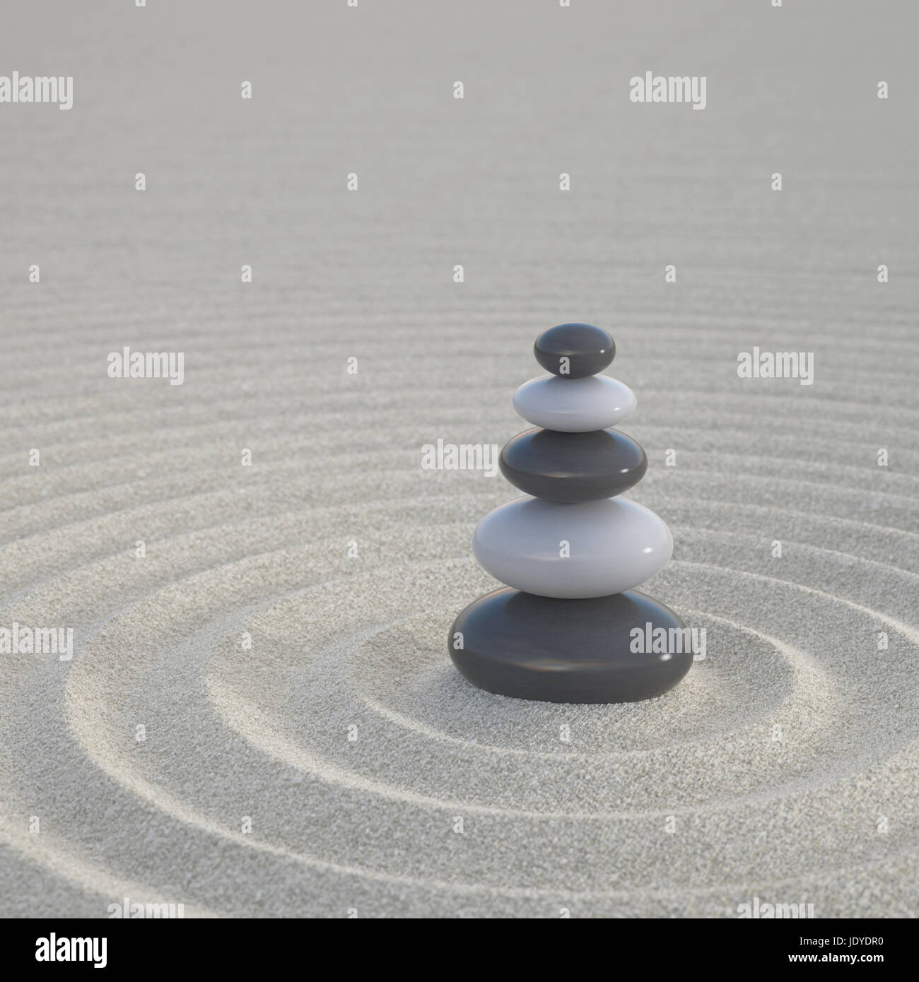 Noir Et Blanc Pierres Zen Empilees Sur Un Large Sands Symbole De Calme Et De Relaxation Photo Stock Alamy