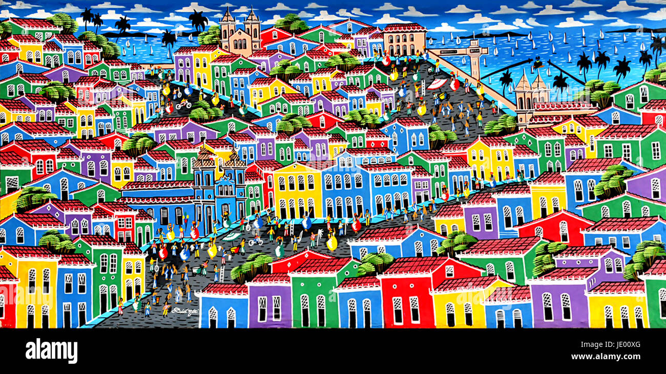 Peintures de bâtiments colorés à Salvador, Bahia, Brésil le 3/11/2011 Banque D'Images