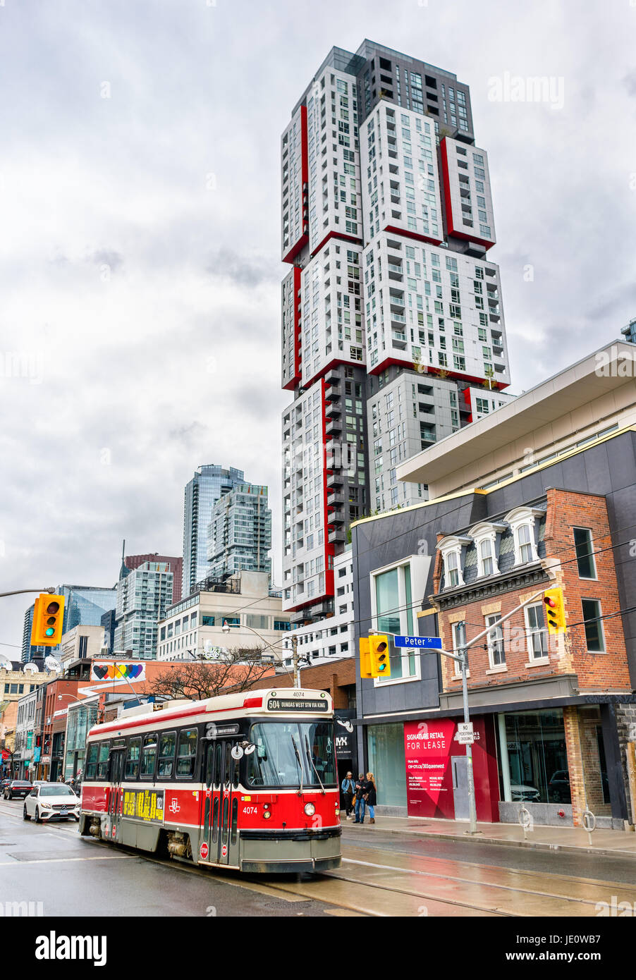 Ancien Tramway dans une rue de Toronto. Le réseau de tramway de Toronto est la plus grande et la plus fréquentée du système léger sur rail en Amérique du Nord Banque D'Images