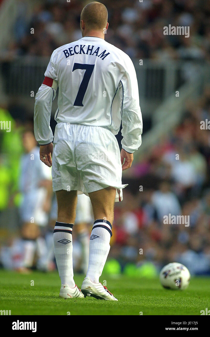 DAVID BECKHAM ANGLETERRE / GRÈCE OLD TRAFFORD MANCHESTER 06 Octobre 2001 Banque D'Images