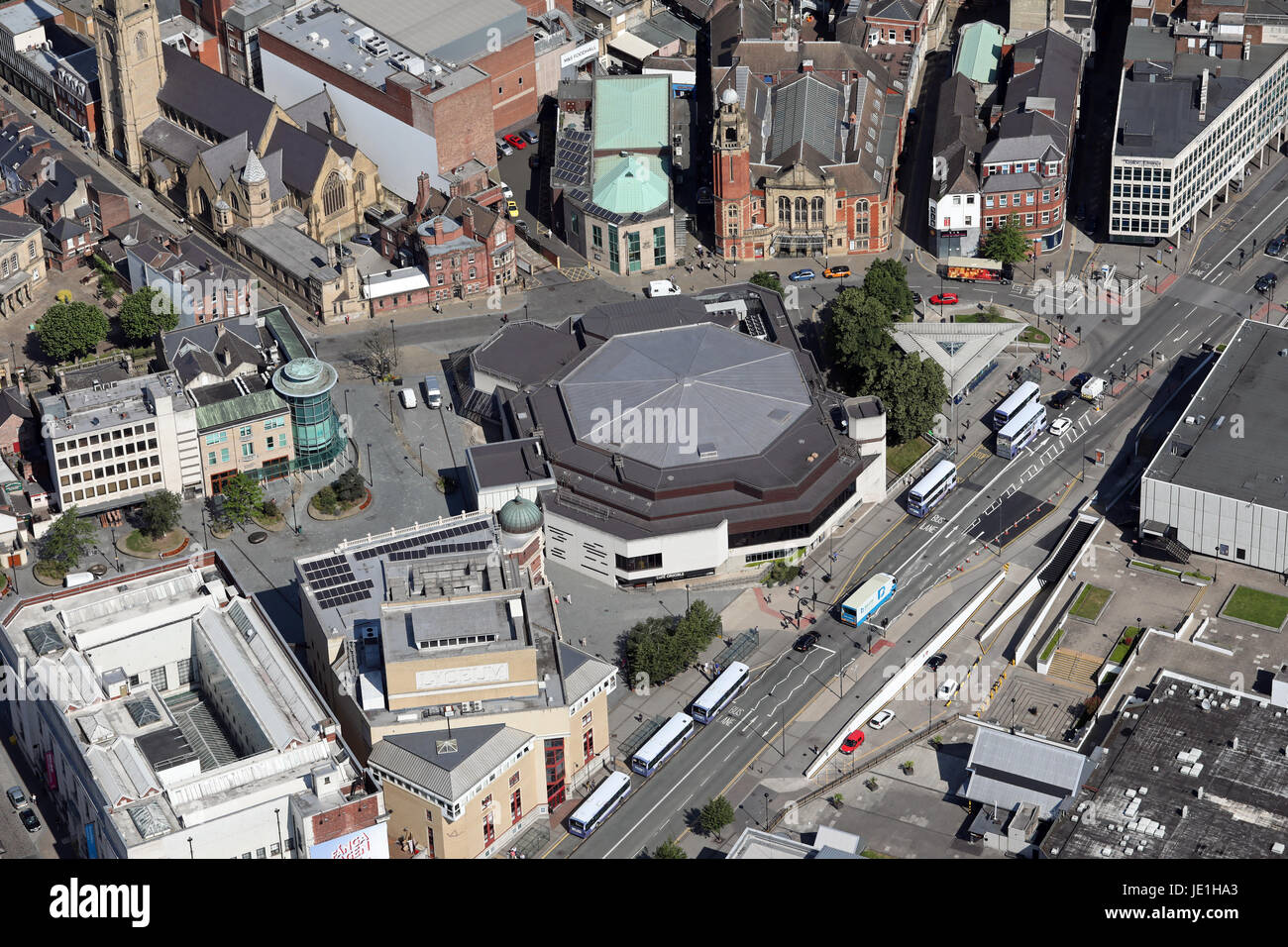 Vue aérienne de l'Auditorium théâtre Crucible de Sheffield, UK Banque D'Images