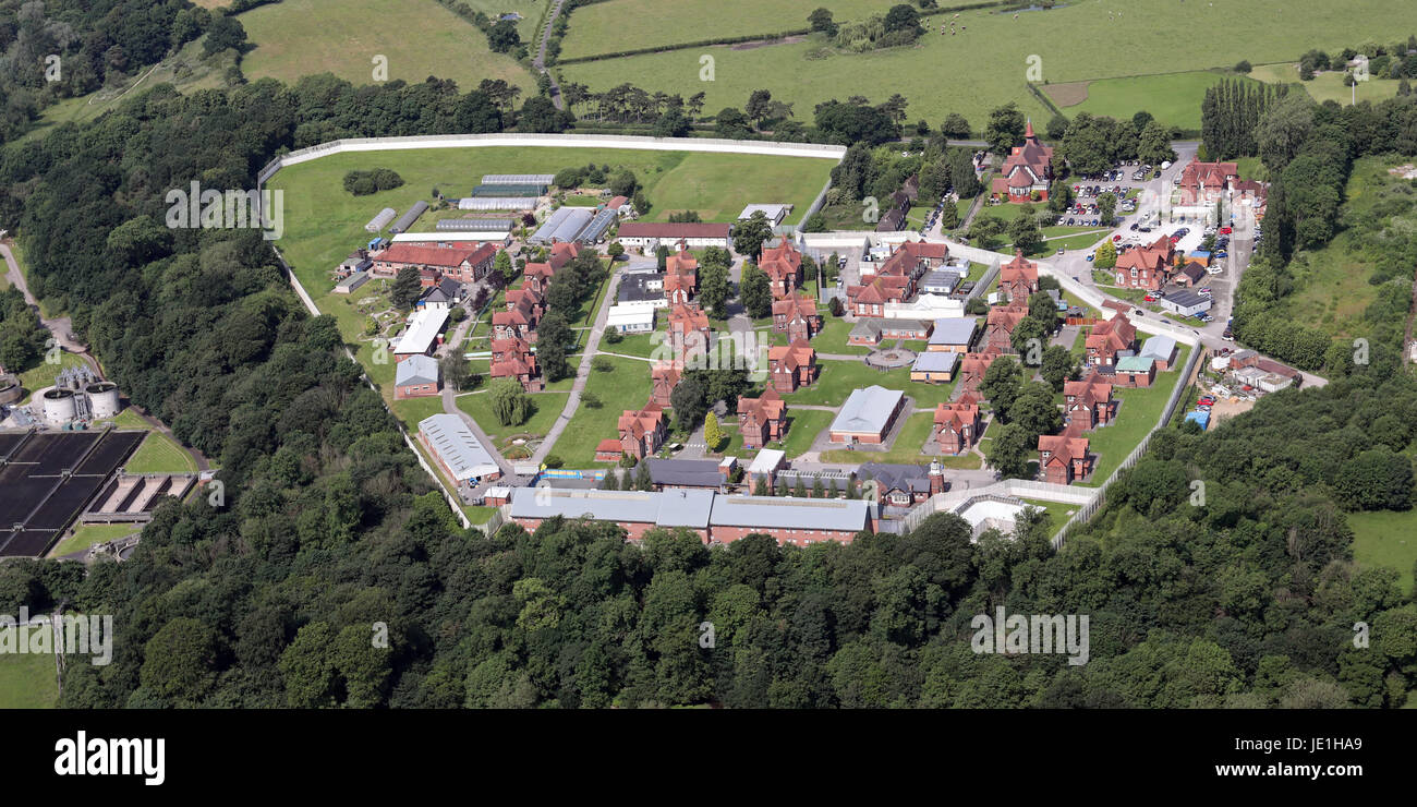 Vue aérienne de la prison HMP Styal, Cheshire, Royaume-Uni Banque D'Images