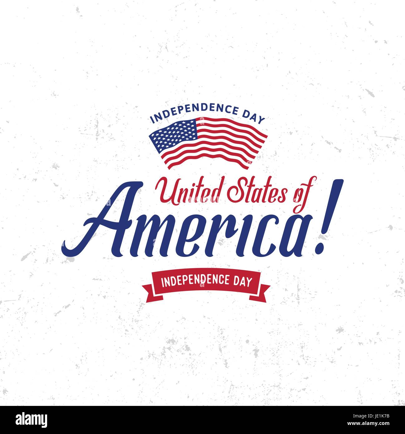 Etats-unis d'Amérique du Nord logo Vector Vintage style simple. Date de l'indépendance Fête de l'icône. Couleurs bleu et rouge USA drapeau venteux. Retro sty Illustration de Vecteur