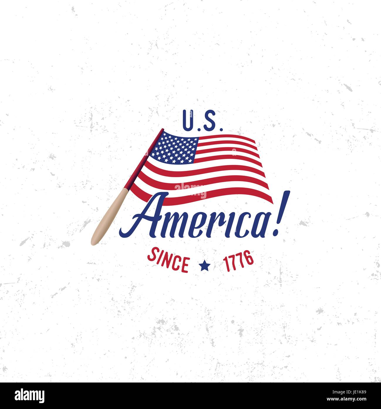 Etats-unis d'Amérique du Nord logo Vector Vintage style simple. Date de l'indépendance Fête de l'icône. Couleurs bleu et rouge USA drapeau venteux. Retro sty Illustration de Vecteur