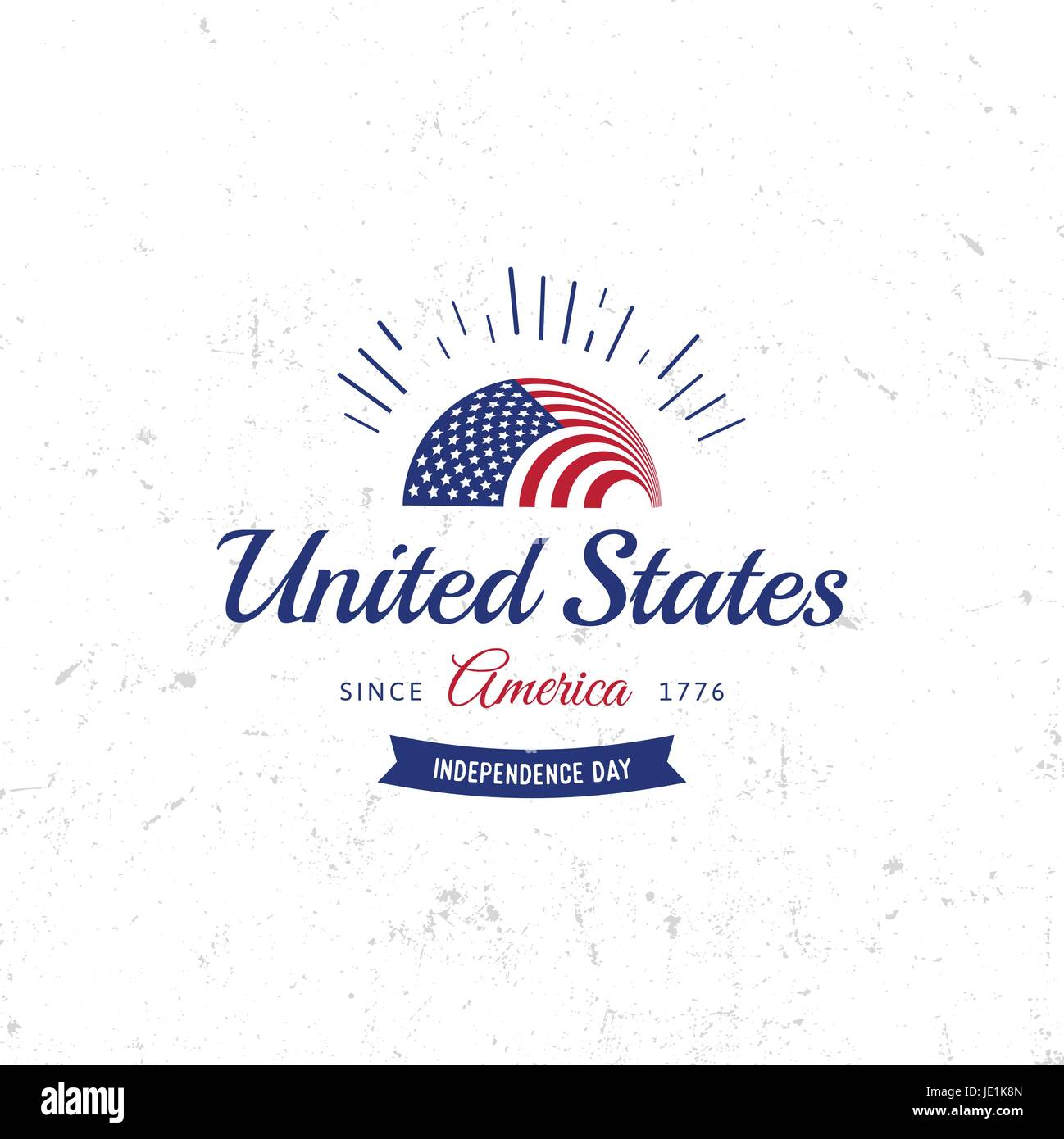 Etats-unis d'Amérique du Nord logo Vector Vintage style simple. Date de l'indépendance Fête de l'icône. Couleurs bleu et rouge USA drapeau venteux. Retro sty Illustration de Vecteur