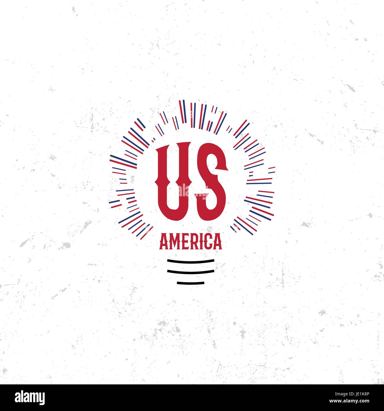 Etats-unis d'Amérique du Nord logo Vector Vintage style simple. Date de l'indépendance Fête de l'icône. Couleurs bleu et rouge USA drapeau venteux. Retro sty Illustration de Vecteur