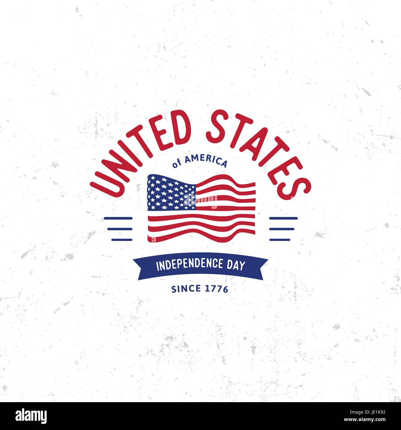 Etats-unis d'Amérique du Nord logo Vector Vintage style simple. Date de l'indépendance Fête de l'icône. Couleurs bleu et rouge USA drapeau venteux. Retro sty Illustration de Vecteur