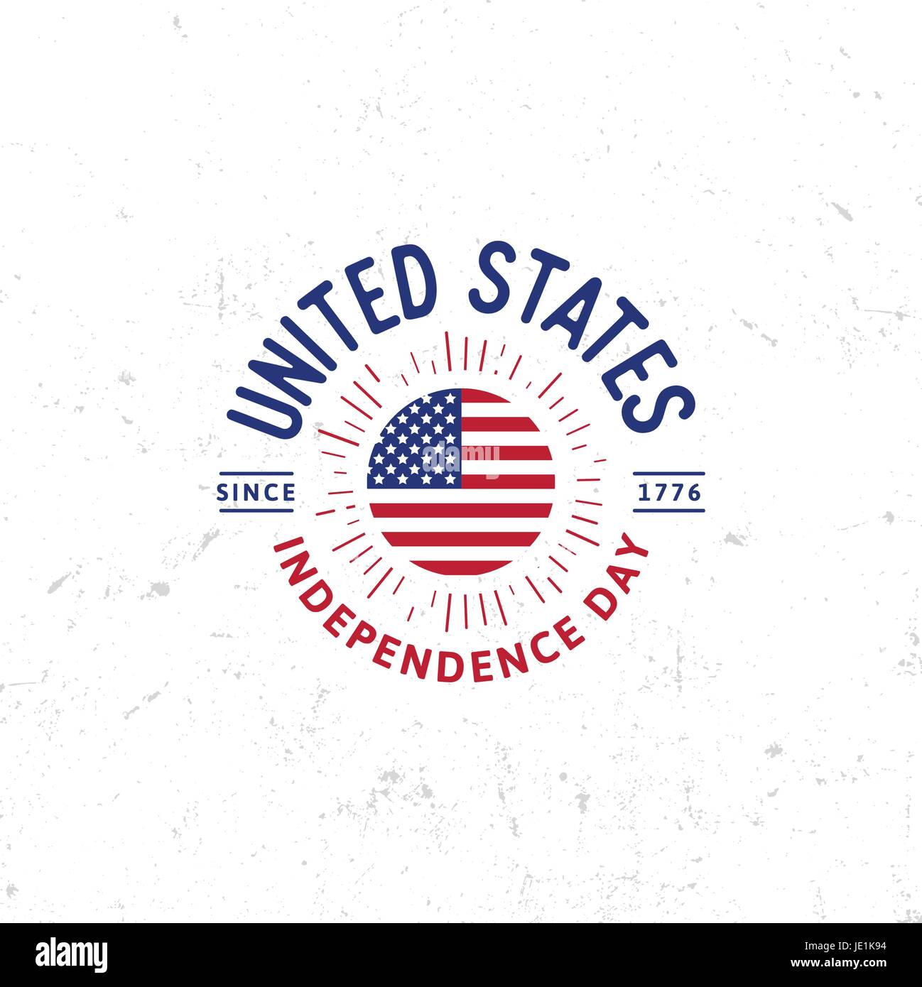 Etats-unis d'Amérique du Nord logo Vector Vintage style simple. Date de l'indépendance Fête de l'icône. Couleurs bleu et rouge USA drapeau venteux. Retro sty Illustration de Vecteur