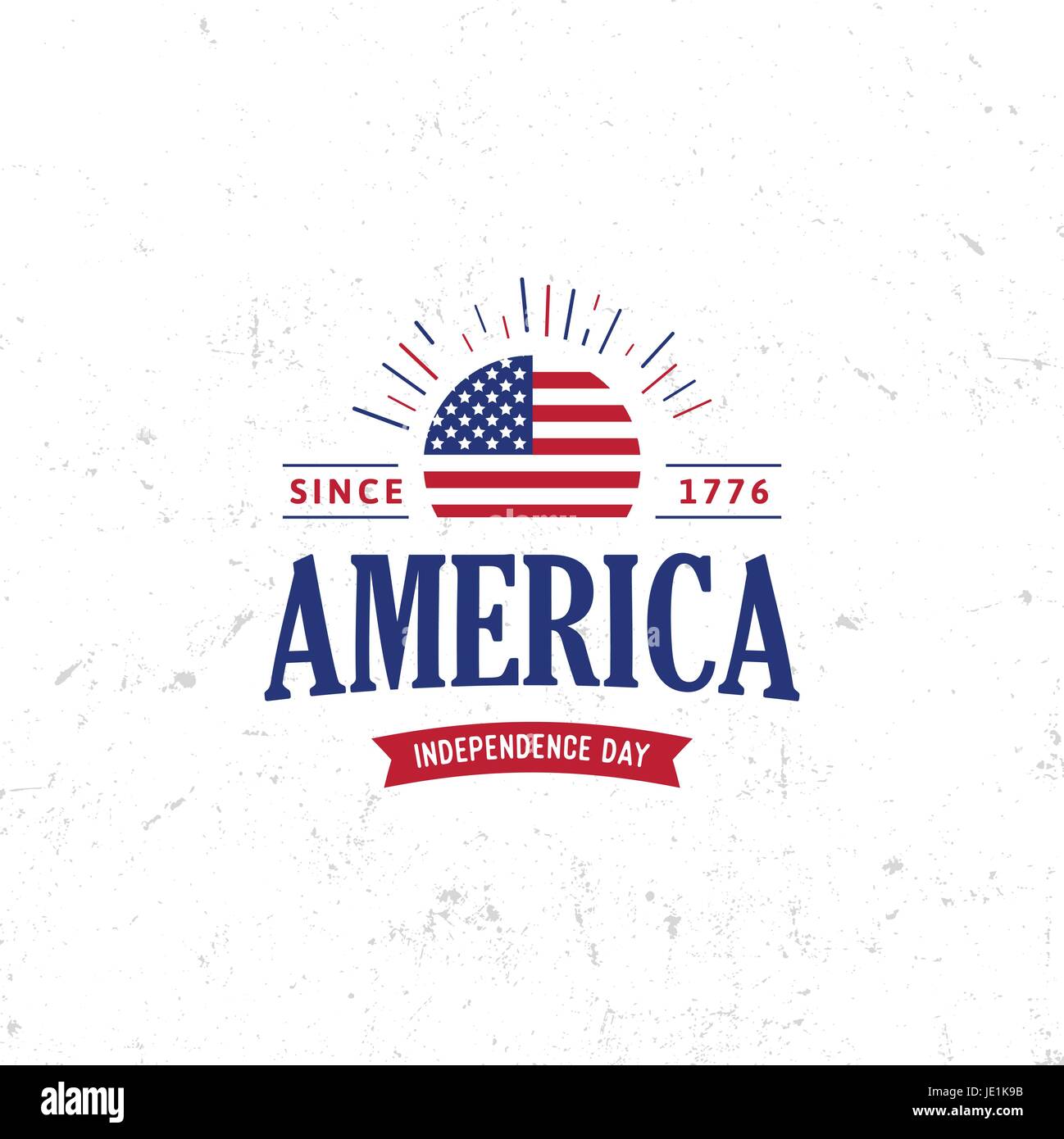 Etats-unis d'Amérique du Nord logo Vector Vintage style simple. Date de l'indépendance Fête de l'icône. Couleurs bleu et rouge USA drapeau venteux. Retro sty Illustration de Vecteur