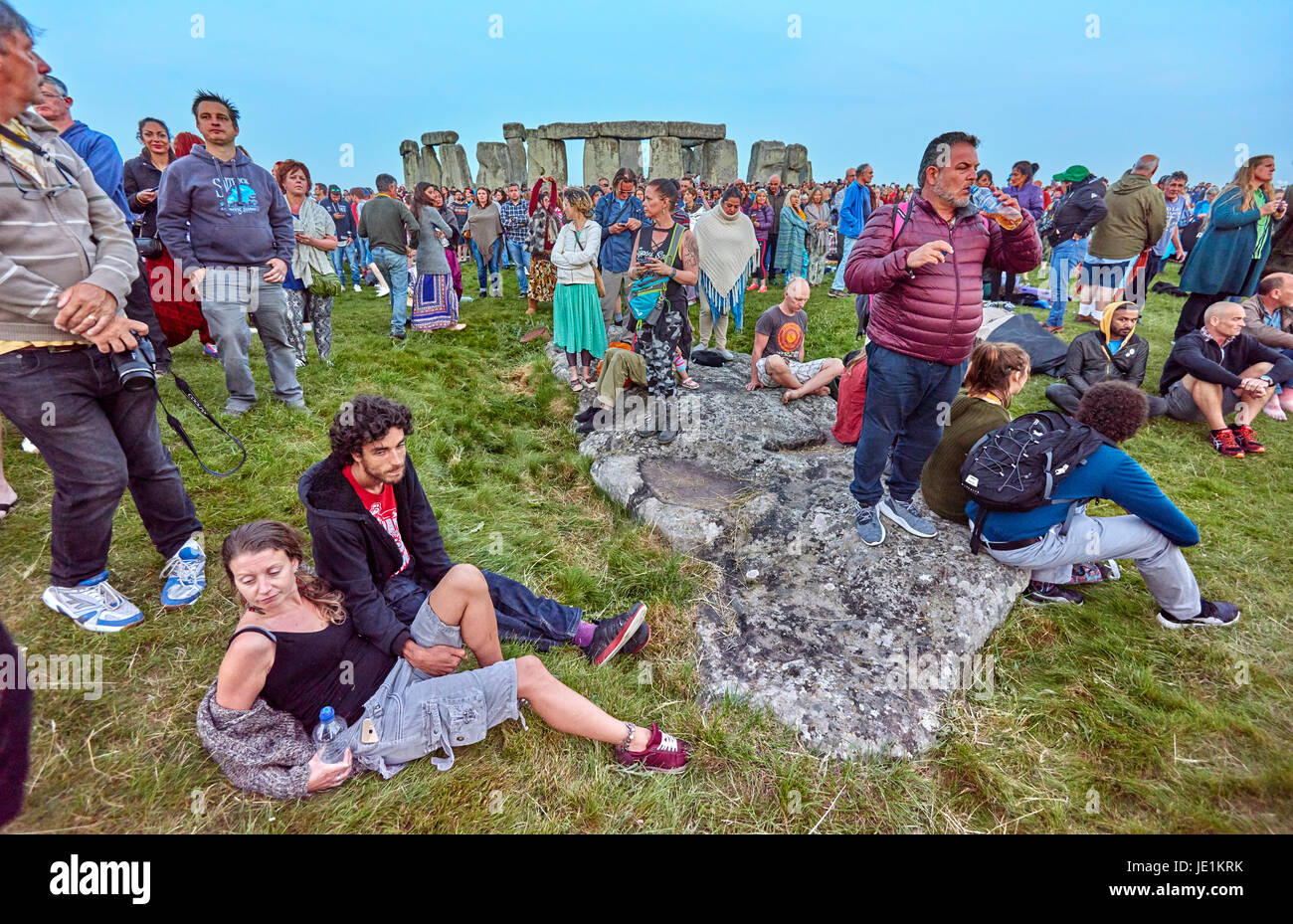 Stonehenge Solstice d'été 21 juin 2079 Sunrise Tour Banque D'Images