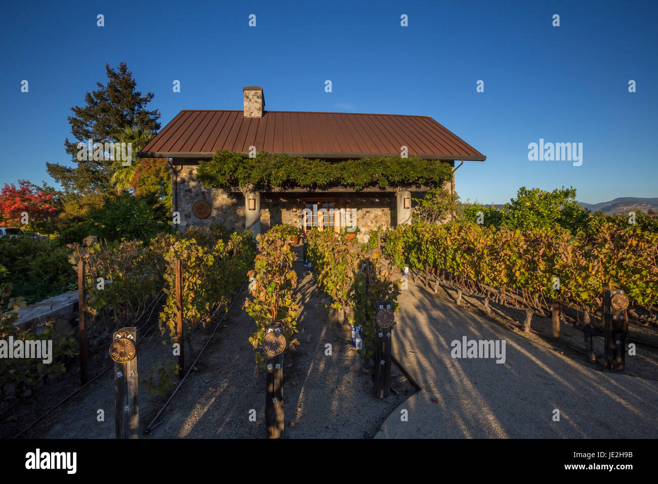 Cave en pierre, bâtiment de vente et de dégustation prix, Heitz Wine Cellars, Saint Helena, Napa Valley, Comté de Napa, California, United States Banque D'Images