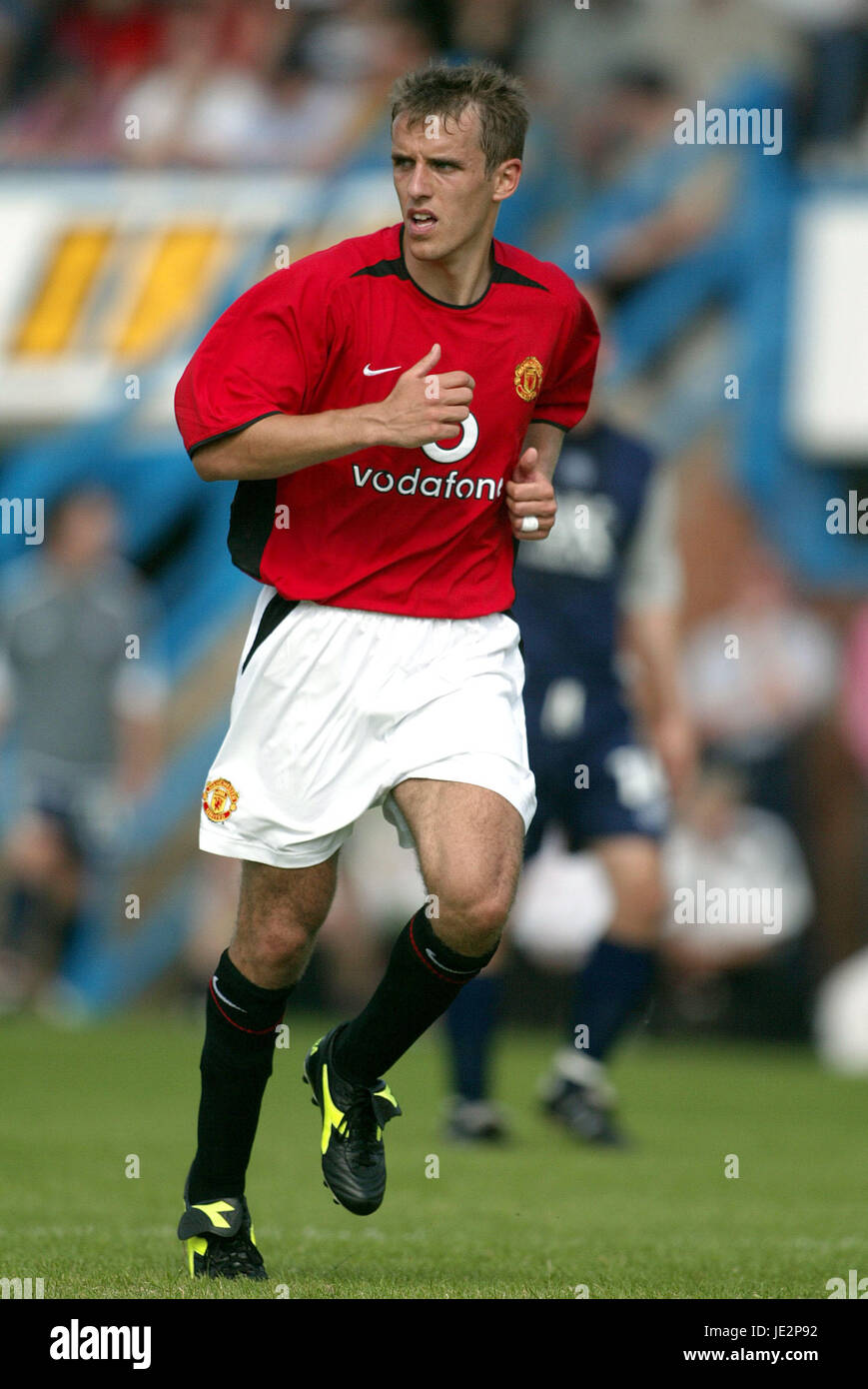 PHILIP NEVILLE MANCHESTER UNITED FC SALTERGATE CHESTERFIELD ANGLETERRE 26 Juillet 2002 Banque D'Images