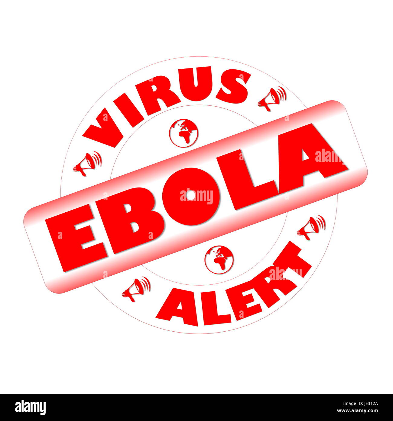 Timbre avec le texte écrit à l'intérieur d'alerte au virus Ebola en fond blanc Banque D'Images