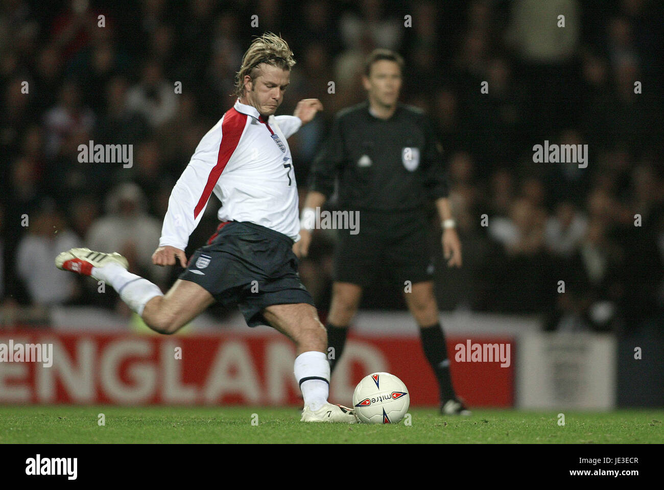 Les SCORES DE MORT ANGLETERRE BECKHAM V TURQUIE LE STADE DE LA LUMIÈRE SUNDERLAND 02 Avril 2003 Banque D'Images