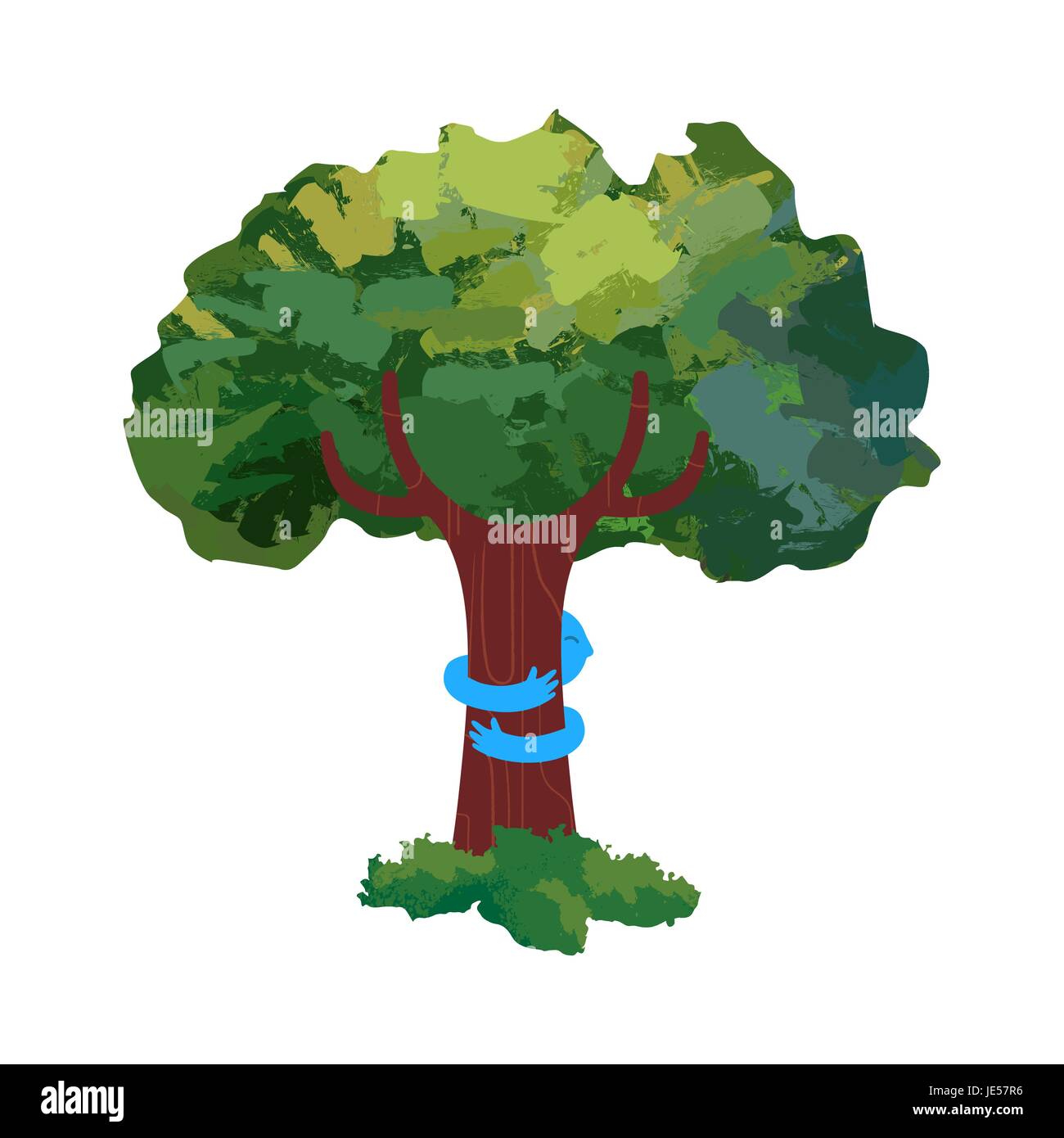 Tree hug illustration avec happy kid, de l'environnement concept design pour la nature de l'aide projet. Vecteur EPS10. Illustration de Vecteur