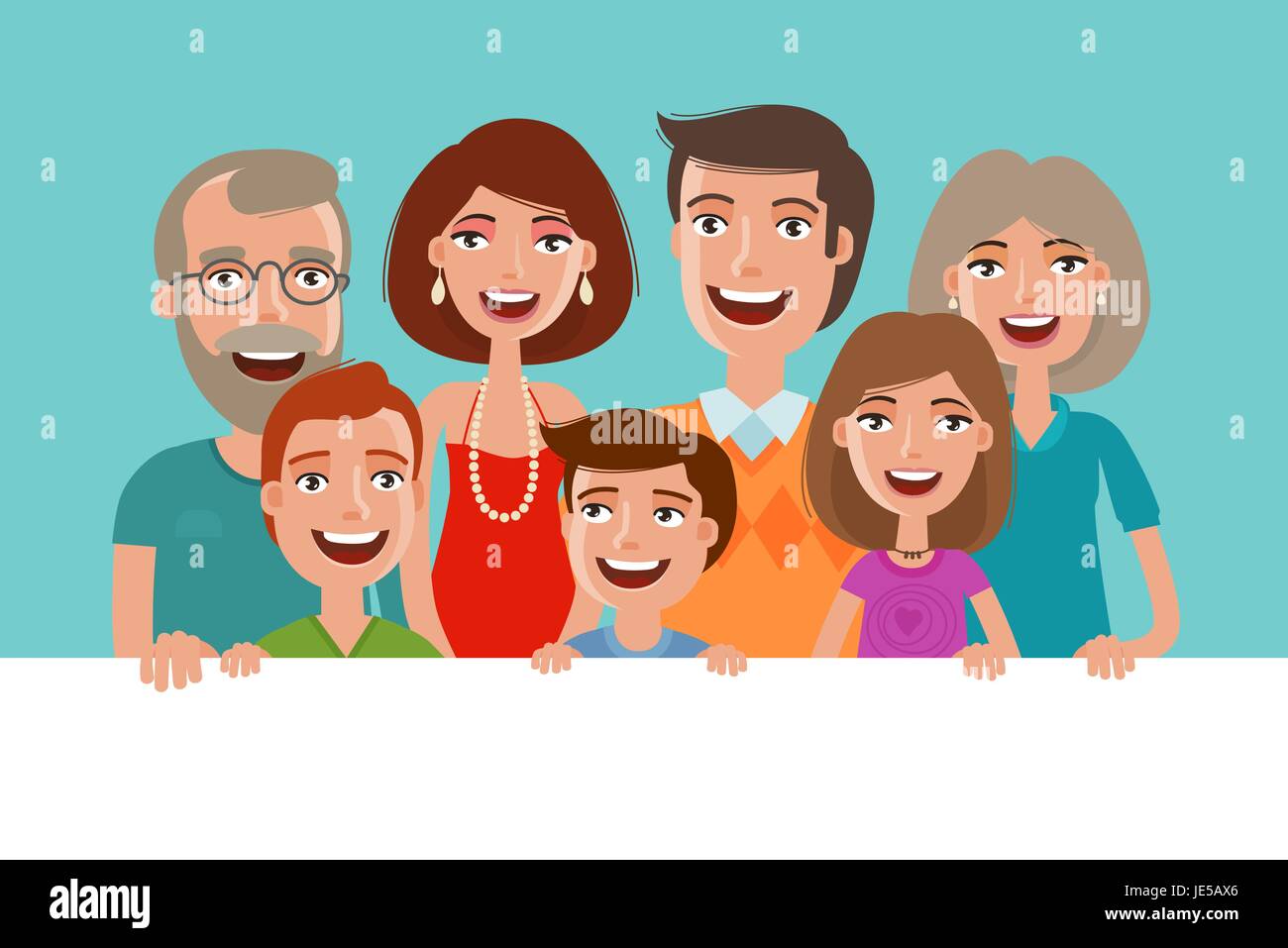 Happy happy family, bannière. Les gens, les enfants et les parents. Cartoon vector illustration Illustration de Vecteur
