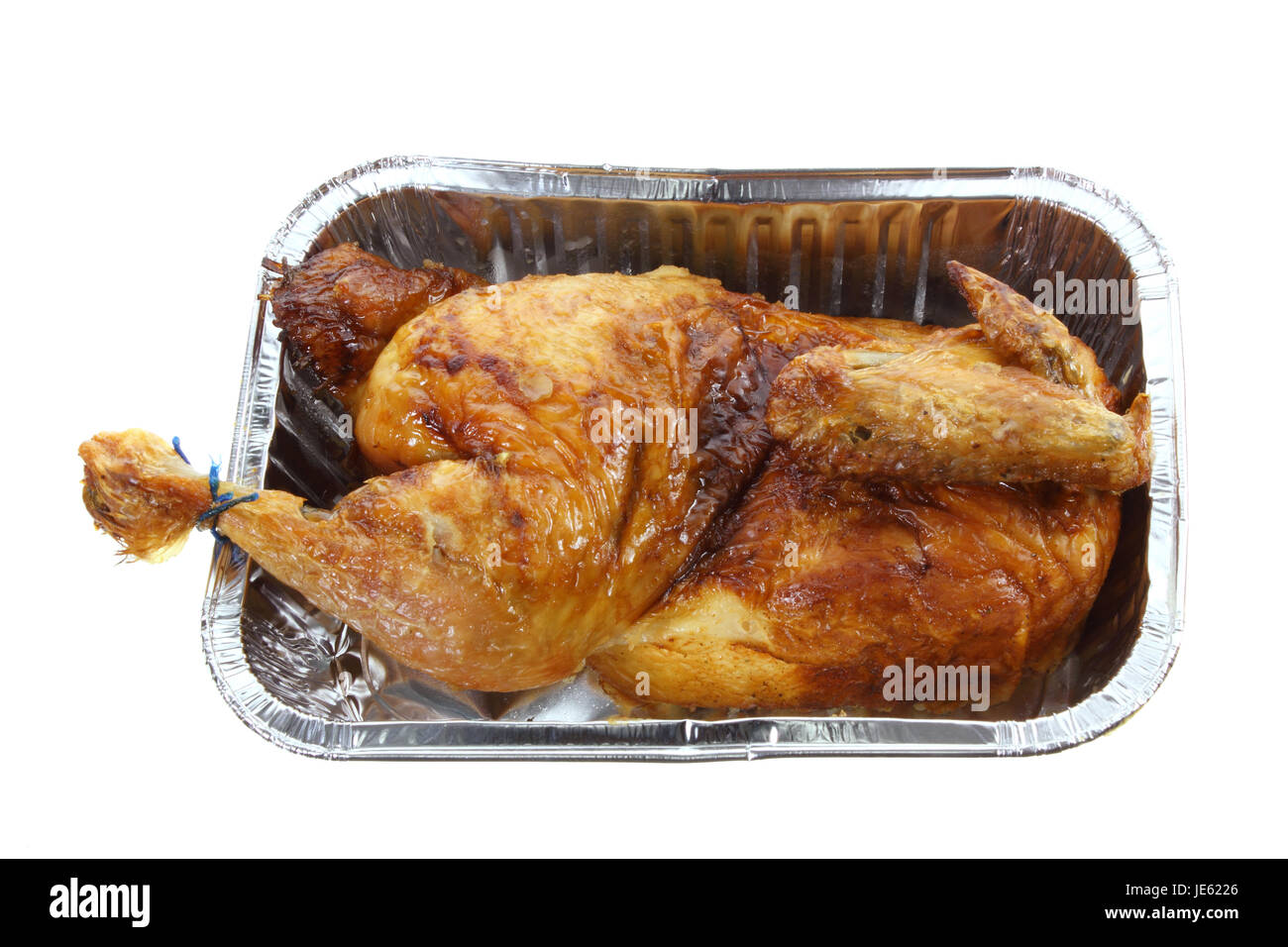 Poulet rôti sur fond blanc Banque D'Images