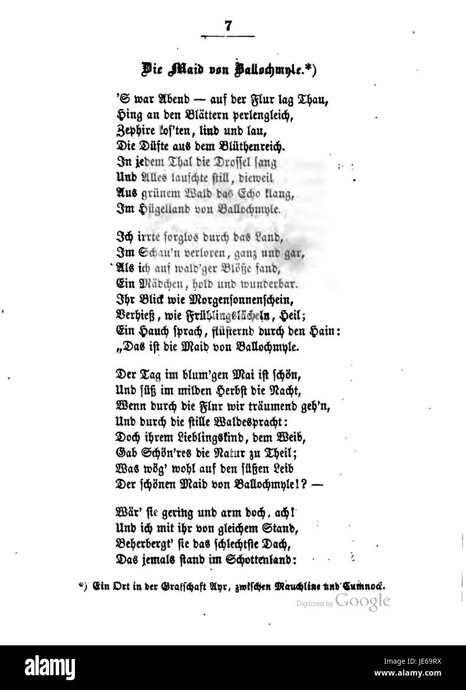 Un recueil de chansons et de ballades de Robert Burns, traduit en allemand, présentant ses œuvres poétiques adaptées aux lecteurs allemands. Banque D'Images