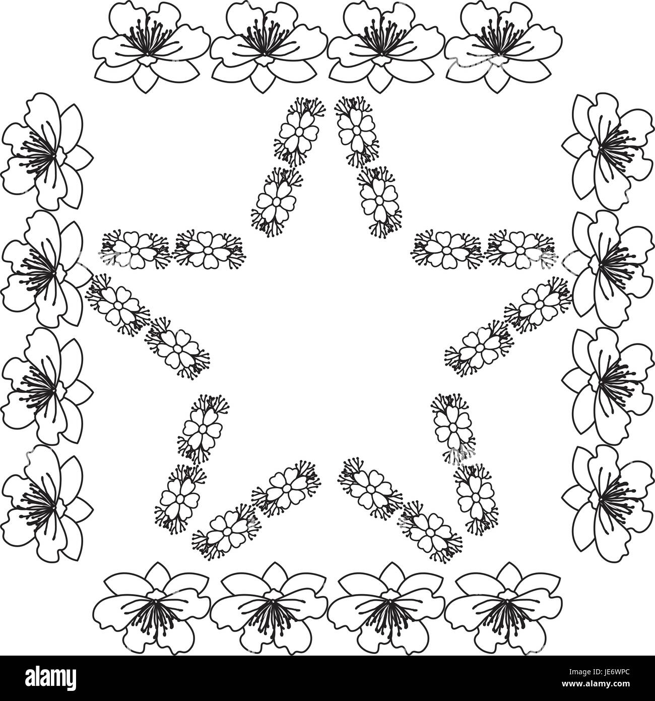 Floral frame en forme d'étoile Illustration de Vecteur