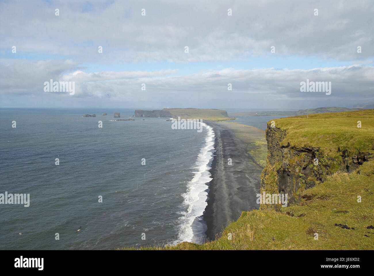 L'Islande, de la plage de Vik, sable noir, Banque D'Images
