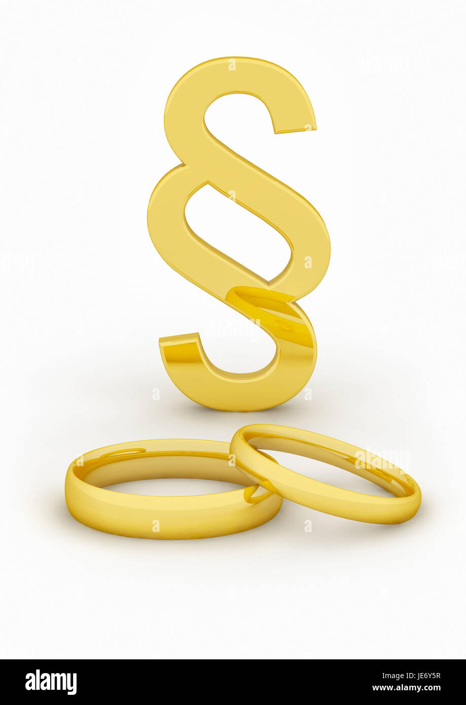 Section personnages et les anneaux de mariage sur fond blanc, Banque D'Images