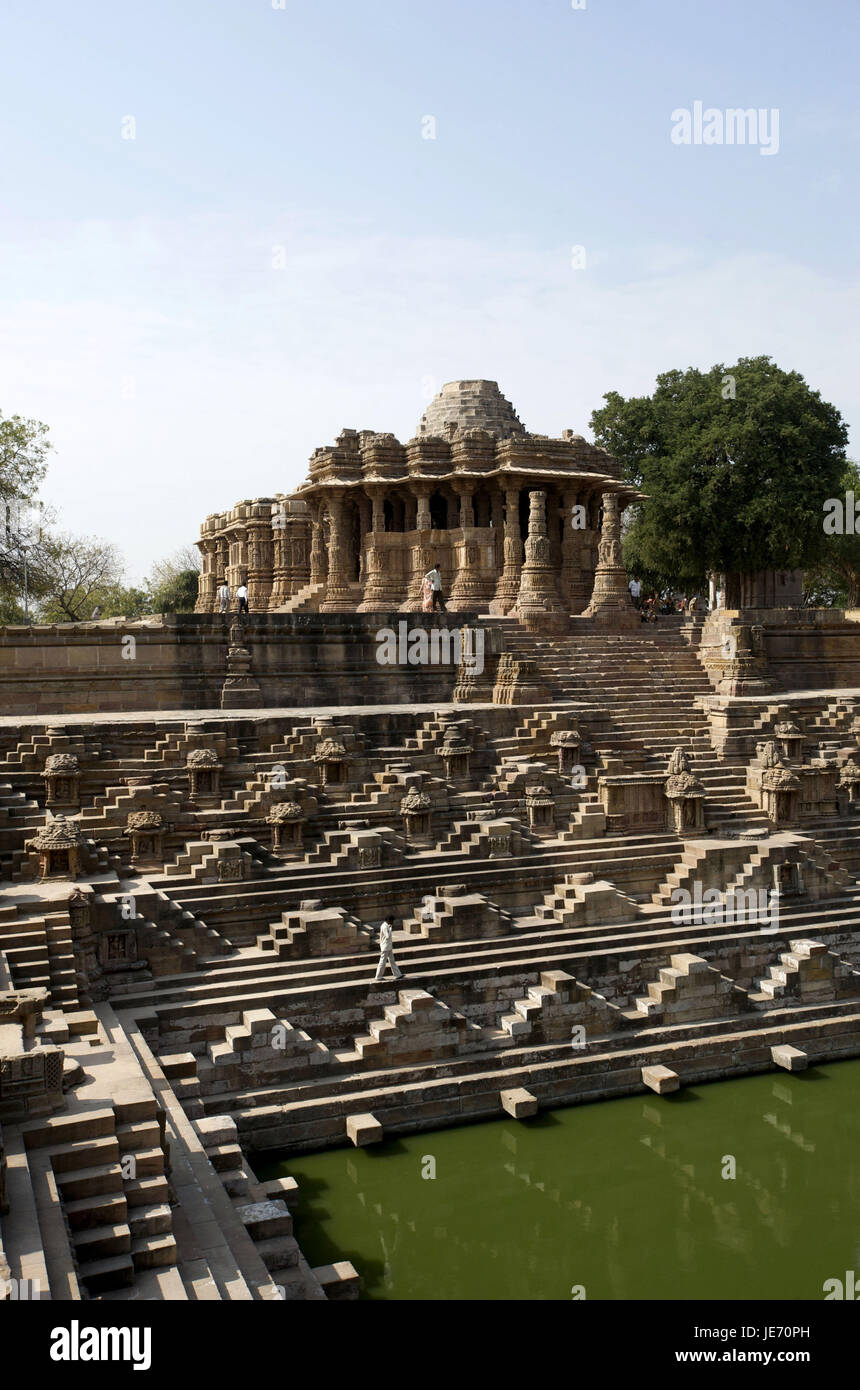 L'Inde, le Gujarat, Modhera, hindouiste temple solaire et de l'eau, cymbale Banque D'Images