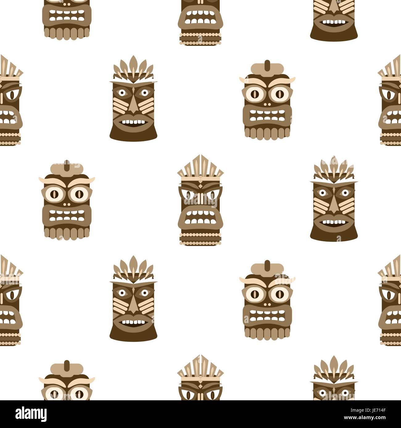 Masque tiki en bois motif transparent vecteur. Illustration de Vecteur
