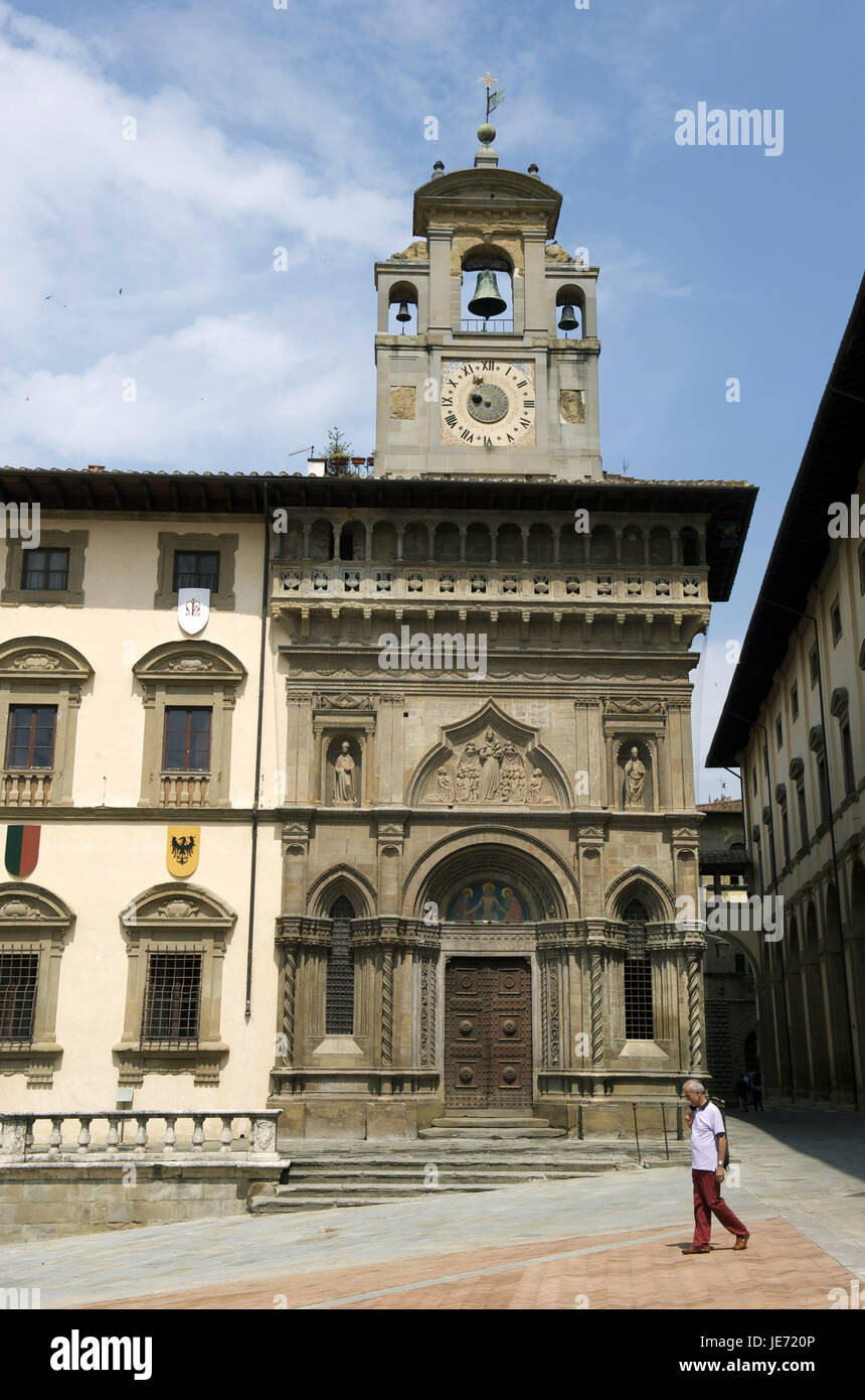 Italie, Toscane, Arezzo, Grand Place, l'église Santa Maria della Pieve, Banque D'Images