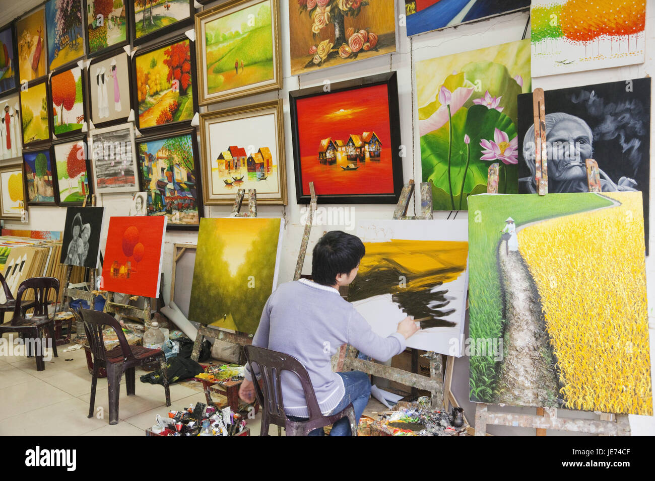 Vietnam, Hanoi, galerie, art, artiste peintre, Banque D'Images