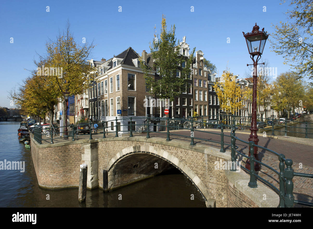La Hollande, Pays-Bas, Pont à Amsterdam, Banque D'Images