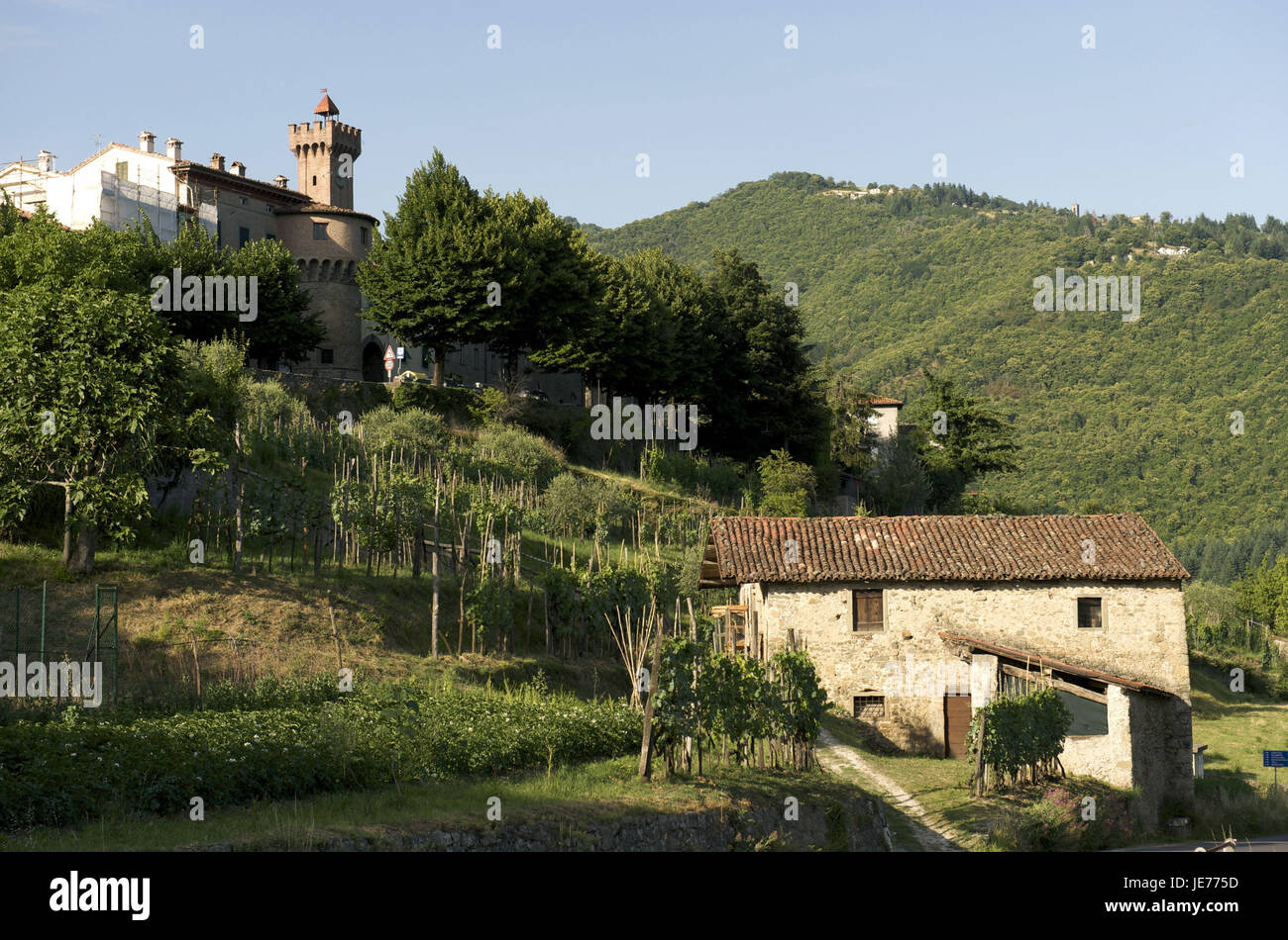 Italie, Toscane, la Garfagnana, Castiglione Tu Garfagnana, ferme à l'avant-plan, Banque D'Images