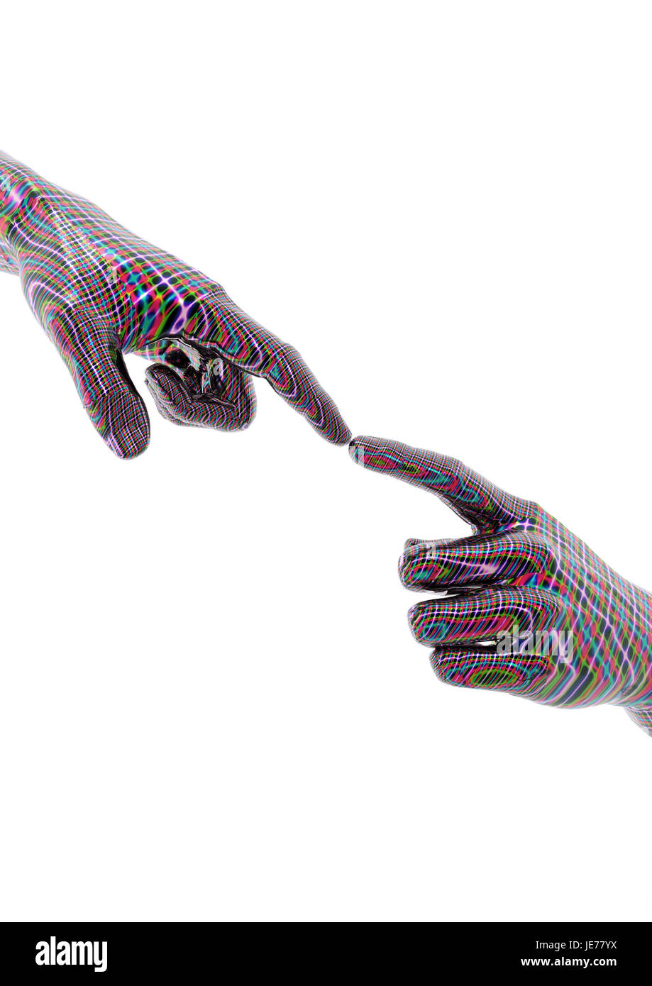 Deux mains, doigts, approche, contact, Banque D'Images