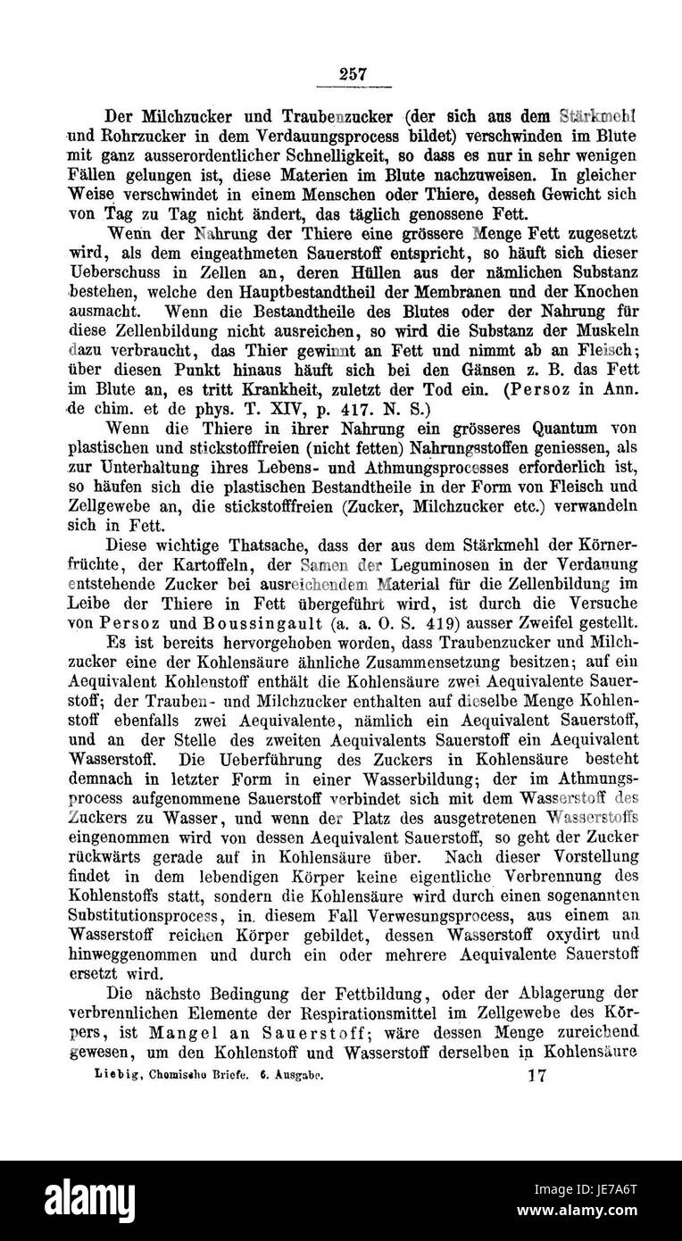 Ce document fait référence aux « lettres chimiques » de Justus von Liebig, un chimiste allemand pionnier. Liebig a apporté des contributions importantes à la chimie agricole et à la chimie organique, qui sont décrites dans ses lettres. Banque D'Images
