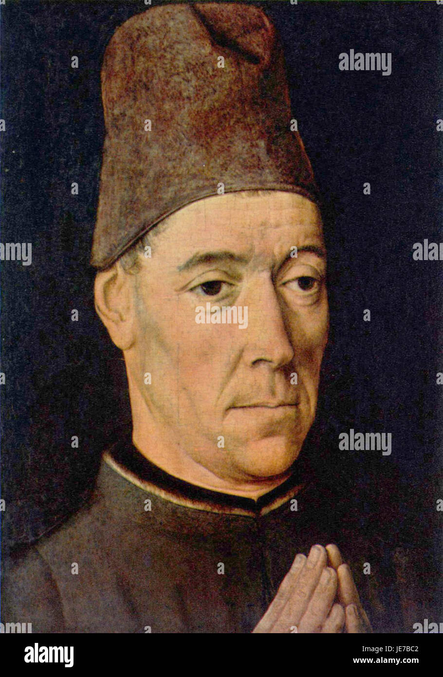 Une peinture de Dieric bouts, un artiste des premiers pays-Bas connu pour ses représentations détaillées de sujets religieux et laïcs. Cette œuvre illustre son approche méticuleuse du réalisme, capturant des figures et des paysages avec précision et émotion, caractéristique des flamands du XVe siècle Banque D'Images