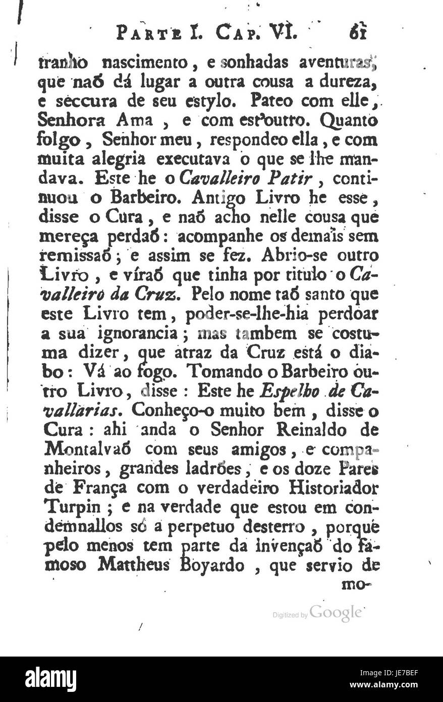 Cette image est tirée de la page 73 de 'Don Quichotte de la Mancha', le célèbre roman de Miguel de Cervantes. La scène illustre un moment clé de l'histoire, mettant en vedette les aventures de Don Quichotte et de son fidèle écuyer, Sancho Panza, alors qu'ils voyagent à travers la campagne espagnole. Banque D'Images